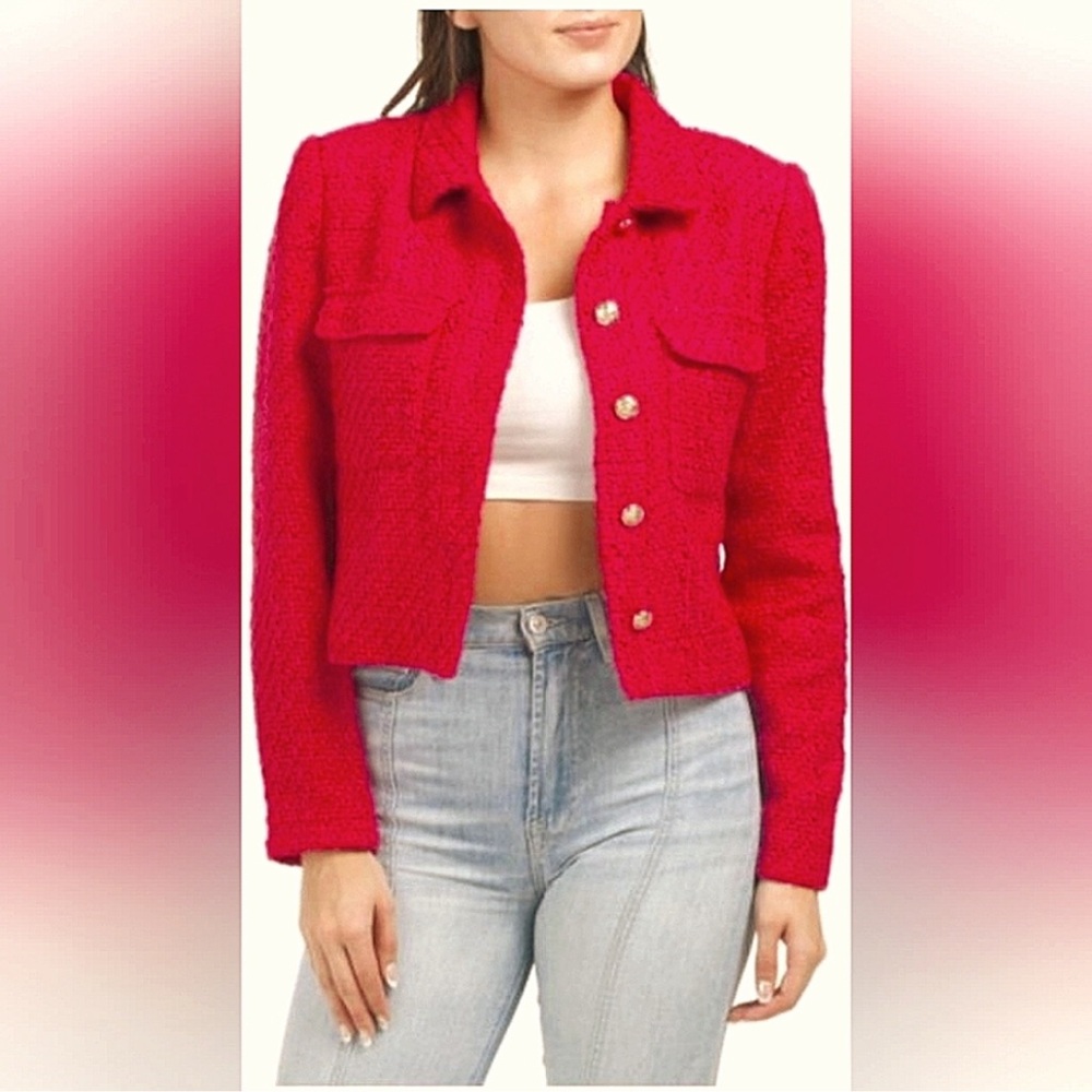 Rachel Zoe Vibrant Red Textured Jacket